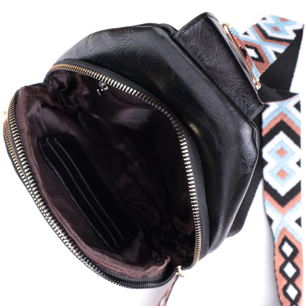 Сумка невеликого розміру з однією лямкою через плече з гладкої екошкіри Vintage 22770 Чорний Київ - фото 7