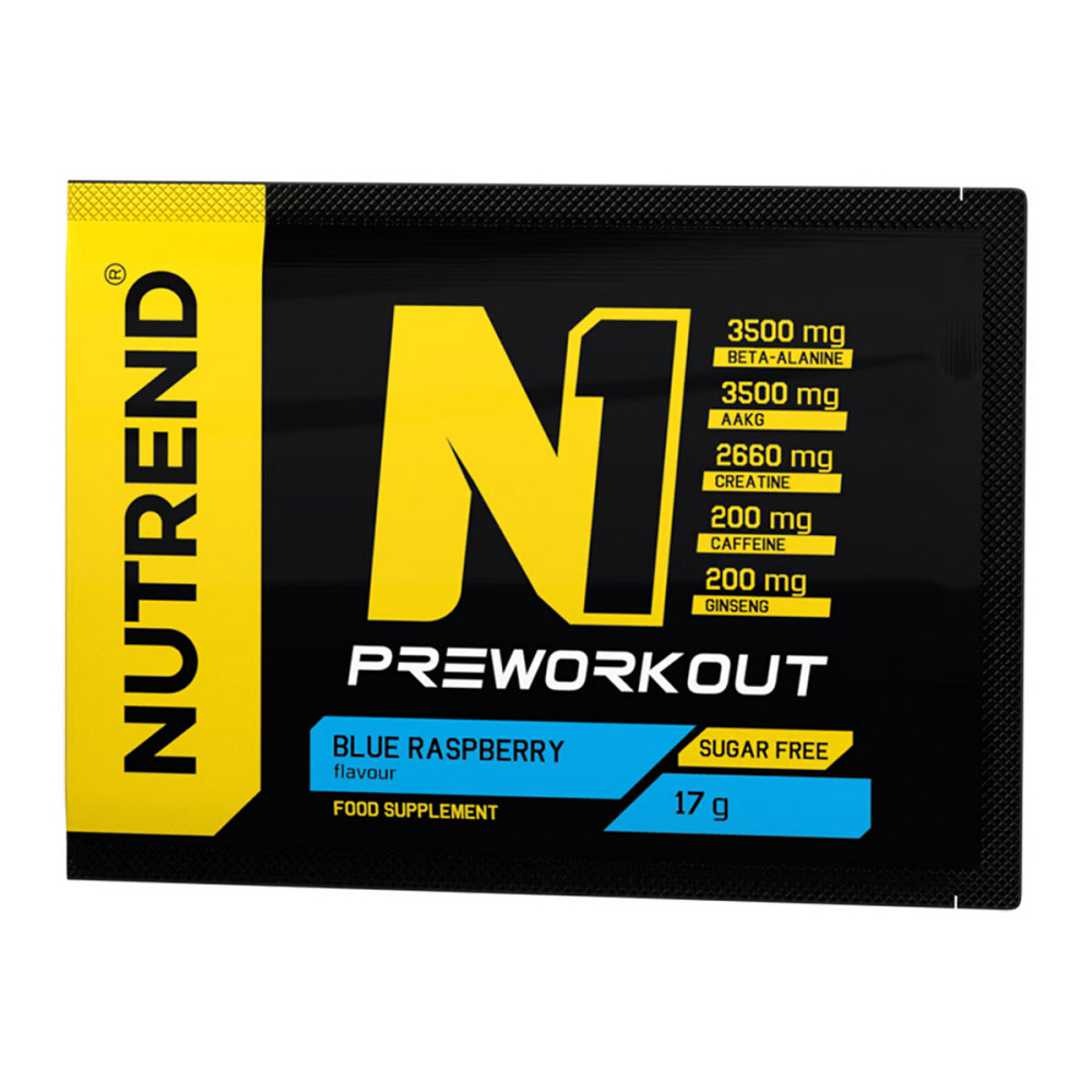 Предтренировочный комплекс Nutrend N1 17 g, Blue raspberry Луцк - изображение 1