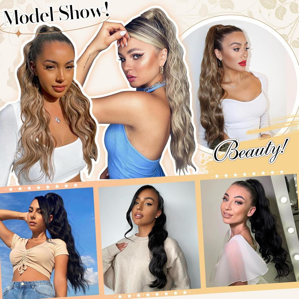 Хвост накладной темно-каштановый с красным оттенком, шиньон на клипсе термостойкий длинный 60 см волнистый Киев - изображение 6