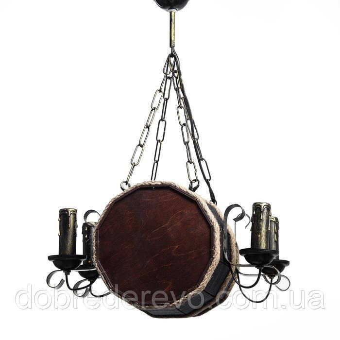 Люстра дерев'яна Бочка 4 св, ексклюзивна, Світильник у вигляді барильця Вижниця - фото 2