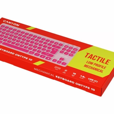 Клавіатура Canyon OnType 10 TKL Mechanical Silent Low-profile USB UA Pink (CNS-HKB10P) Вінниця - фото 11