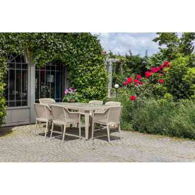 Стіл садовий Tilia Osaka 90x150 см з зовнішнім склом кавовий, ніжки пластикові (10059) Вінниця