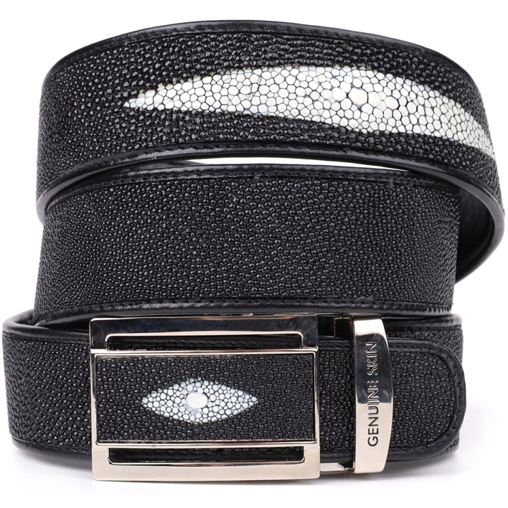 Ремень-автомат STINGRAY LEATHER 18203 из натуральной кожи морского ската Черный Киев - изображение 1