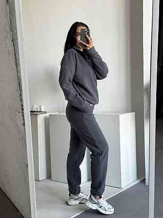 Женский теплый костюм двойка: кофта и штаны из турецкого флиса Графит, 50/52 Одесса