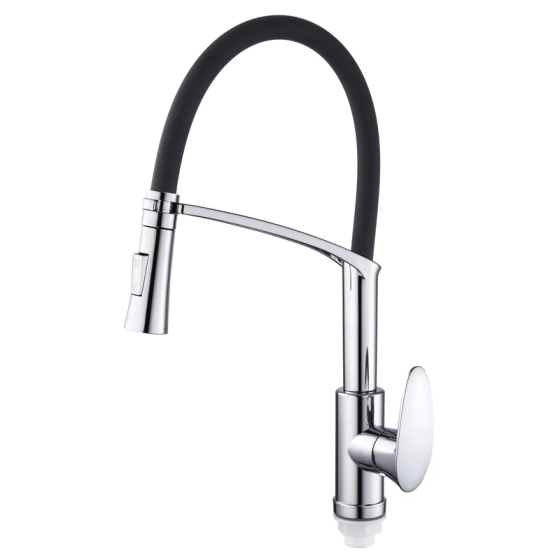 Змішувач для кухні Plamix Cezar-017 Set Chrome Refl.Black з силіконовий виливом (з підведенням) (PM0741)   ( 22982 ) Харків