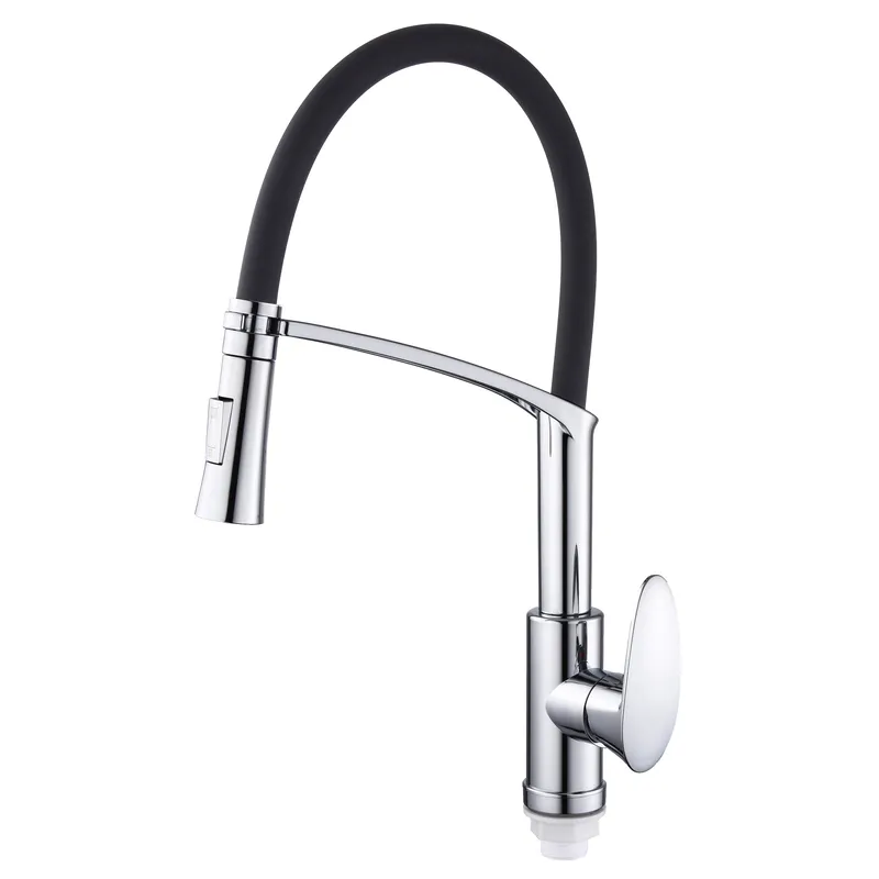 Змішувач для кухні Plamix Cezar-017 Set Chrome Refl.Black з силіконовий виливом (з підведенням) (PM0741)   ( 22982 ) Харків - фото 1