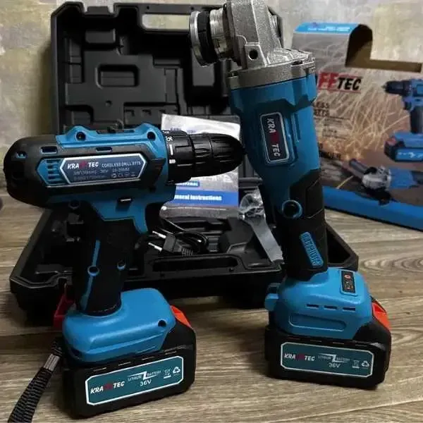 Набор 2в1 KRAFFTEC: аккумуляторная болгарка и дрель-шуруповерт 36V с 2 АКБ и зарядным устройством Одесса - изображение 2