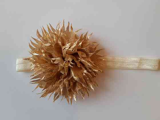 Дитяча красива пов'язка кавова - окружність 38-60см, квітка 9см Київ