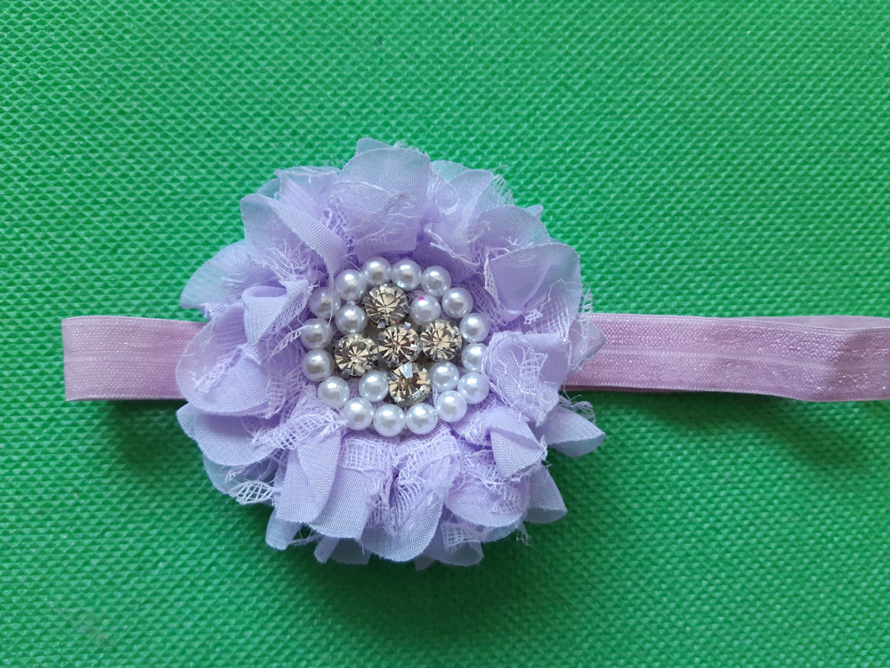 Детская повязка с жемчугом сиреневая - размер цветка 8см, размер универсальный (на резинке) Киев - изображение 2