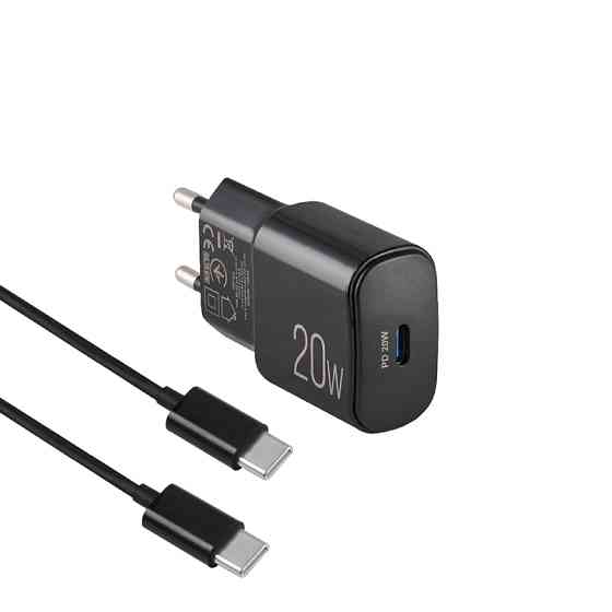Сетевое зарядное устройство Brevia ePower PD20W + кабель USB-C to USB-C 1м черный Львов