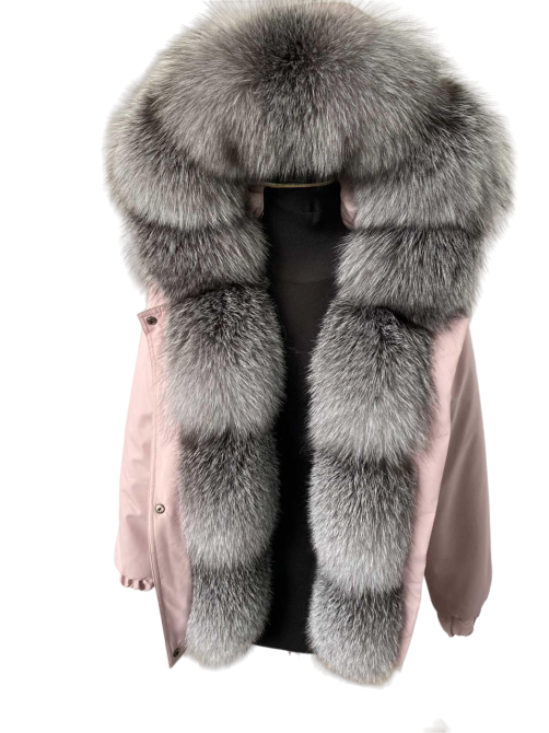 Бомбер женский с мехом блюфрост Пудровый 44 Харьков - изображение 2