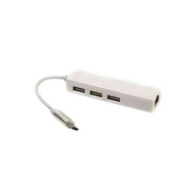 Концентратор USB 3.1 Type-C to 3 port USB 2.0 + Ethernet PowerPlant (CA910397) Винница