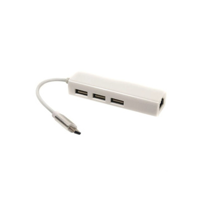 Концентратор USB 3.1 Type-C to 3 port USB 2.0 + Ethernet PowerPlant (CA910397) Вінниця - фото 1