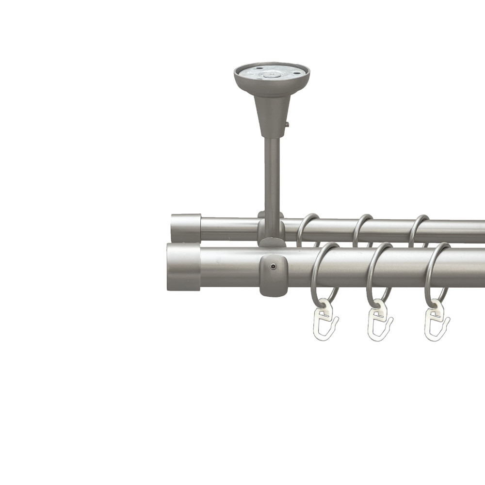 Карниз Orvit Заглушка металевий дворядний відкритий до стелі гладка труба кільце металеве Сатин 25\16 мм 300 см (00-00026108) Львів - фото 1