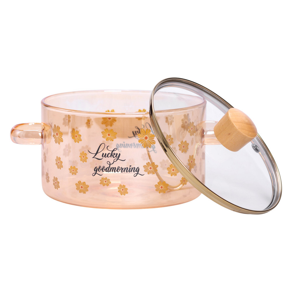 Скляна каструля прозора з кришкою 1.5 (л) жаростійка HP-33-2 Коломия - фото 4