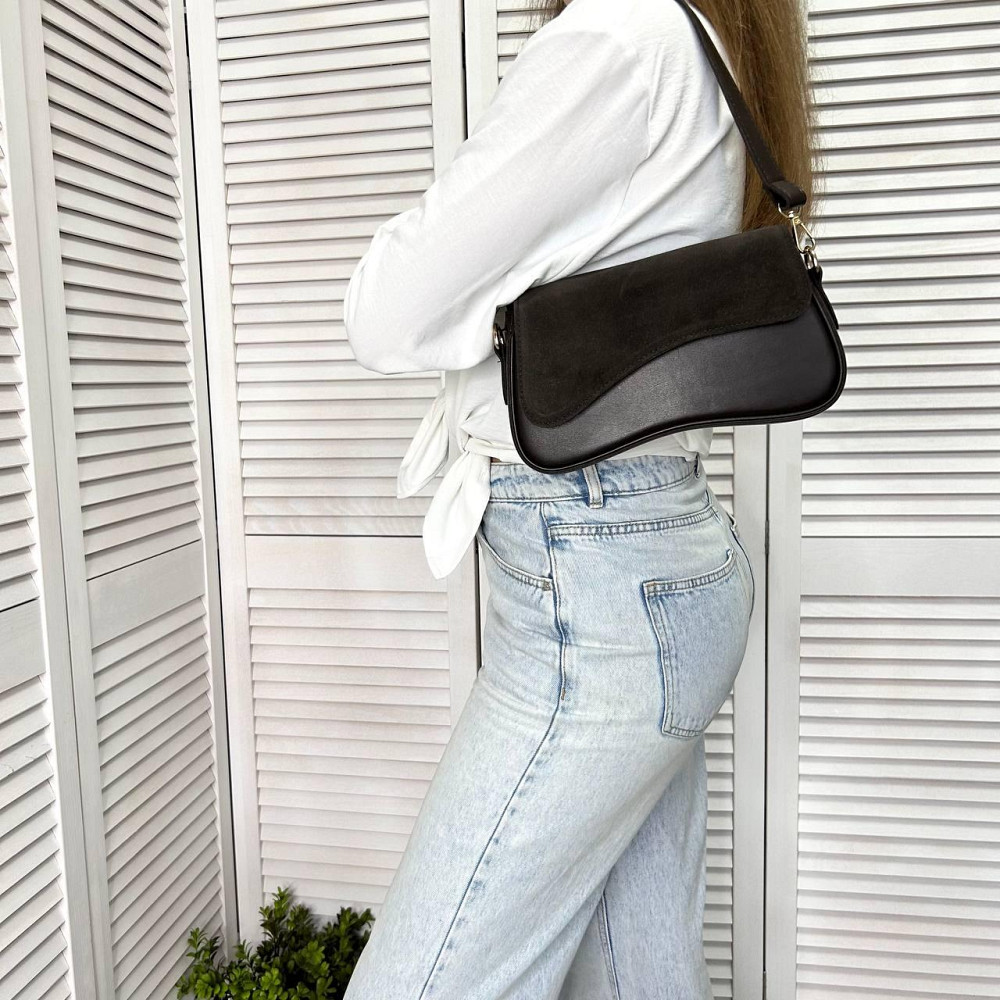 Красивый, стильный клатч. НАТУРАЛЬНАЯ ЗАМША+эко кожа. Коричневый. 301-41 Киев - изображение 7