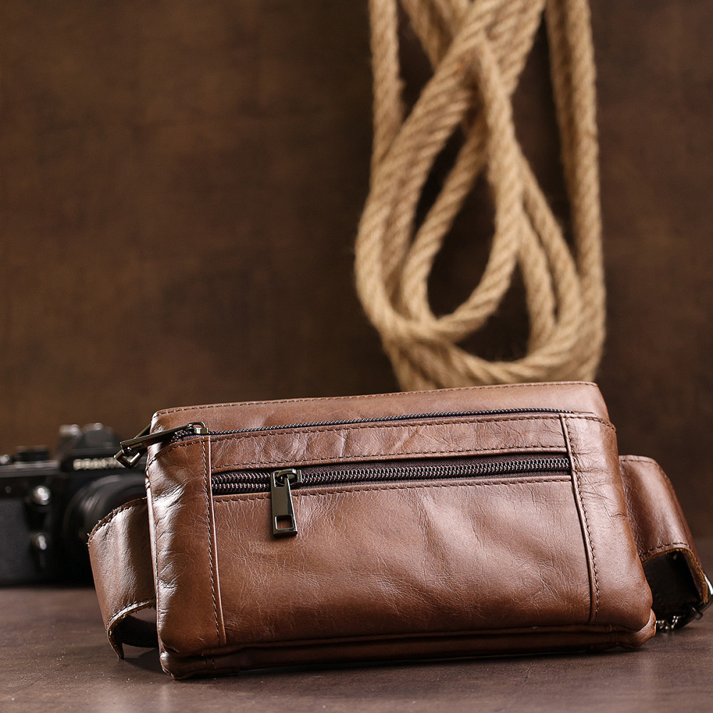 Кожаная сумка на пояс унисекс Vintage 20457 Коричневый Киев - изображение 8