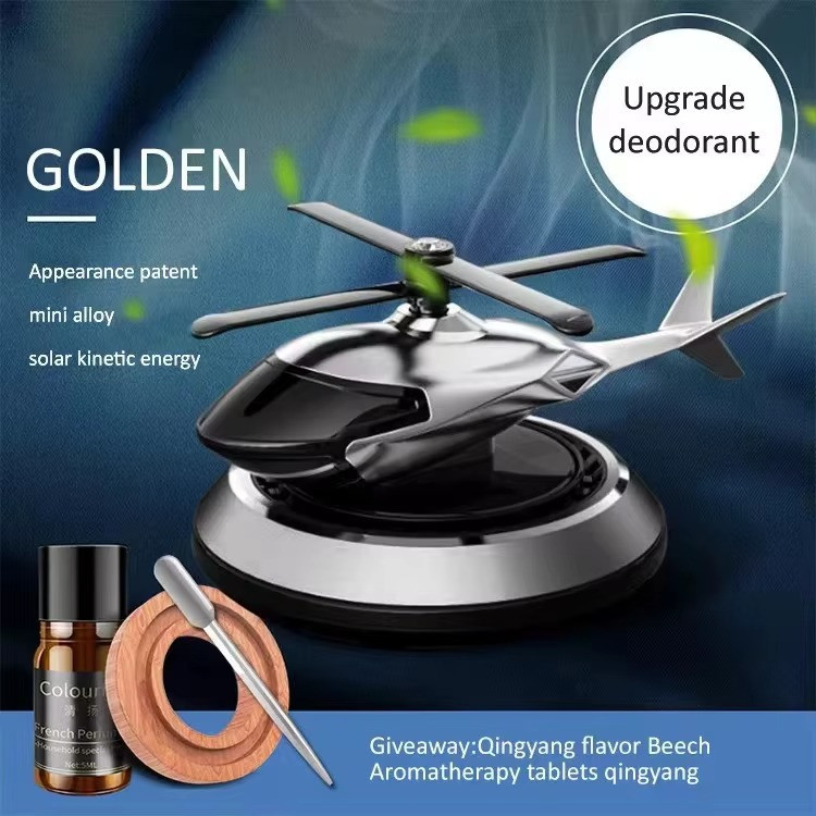 Ароматизатор в авто дифузор в форме вертолета на солнечной батарее,освежитель многоразовый серебристый Каменец-Подольский - изображение 3