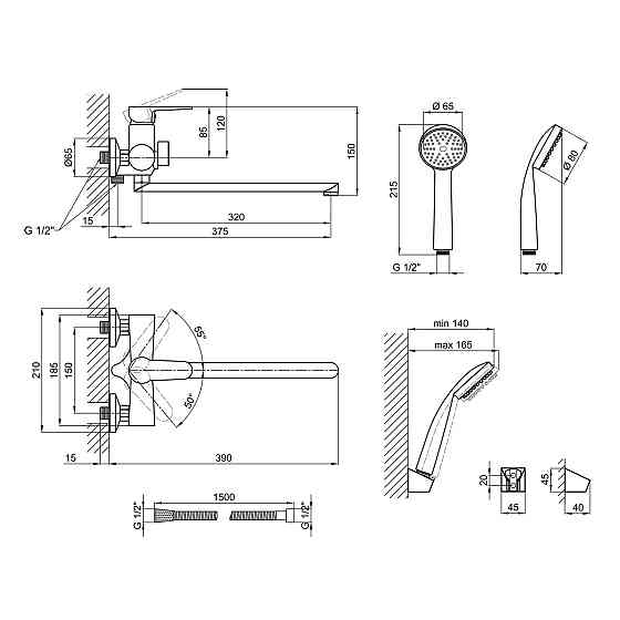 Смеситель для ванны Lidz Nicole 005 с поворотным изливом (c душевым гарнитуром) (k35) LDNIC005CRM22140 Chrome Киев