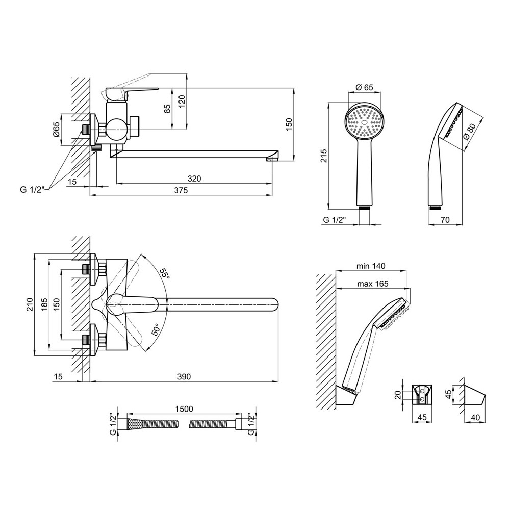 Змішувач для ванни Lidz Nicole 005 з поворотним виливом (з душовим гарнітуром) (k35) LDNIC005CRM22140 Chrome Київ - фото 2