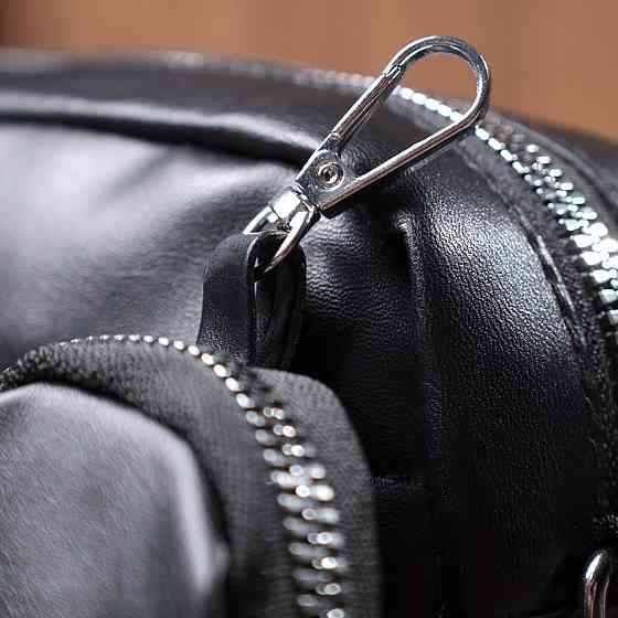 Зручна жіноча сумка крос-боді з монетницею з екошкіри Чорний (Vintage) Київ