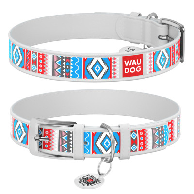 Нашийник для тварин WAUDOG Design з QR паспортом "Етно" XS Ш 12 мм Д 20-28 см білий (373815) Вінниця - фото 1