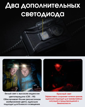 Налобний ліхтар Nitecore NU20 Classic 360лм Type-C (червоне та біле світло) Чорний Вінниця