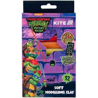 Пластилін Kite Ninja Turtles восковий, 12 кольорів, 200 г (NT25-086) Вінниця