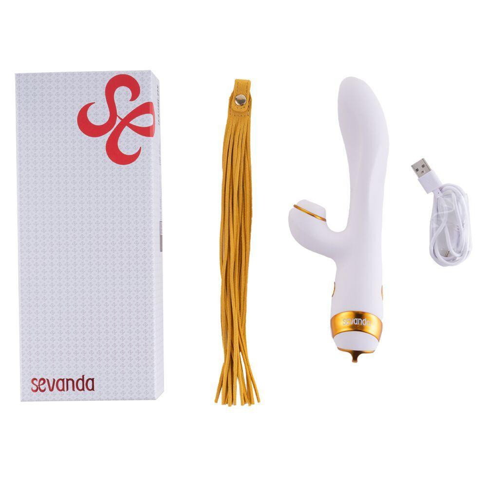 Вібратор-кролик з пульсацією та флогером LOCKINK SEVANDA Whip Vibrating Massage Wand, біло-золотий Sex Aura Київ - фото 8