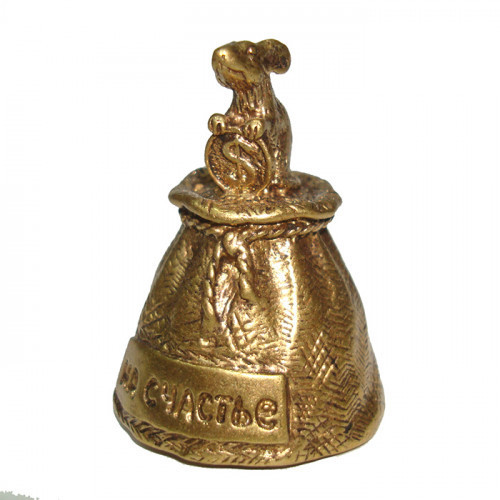 Дзвіночок бронзовий Миша на мішку доларів Київ - фото 1