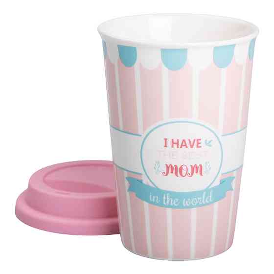 Liling Rongxiang Ceramic Стакан порцелянаовий 420 мл з силіконовою кришкою I have the best mom Киев