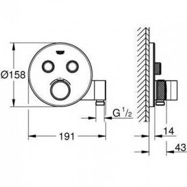 Зовнішня частина термостата для ванни/душа GROHE GROHTHERM SMARTCONTROL 29120000 Київ - фото 2