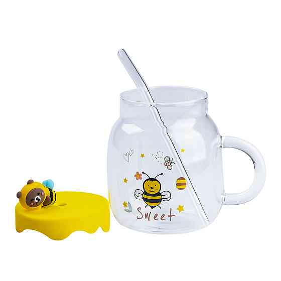 Happy Life Чашка скляна 500 мл із силіконовою кришкою та трубочкою Київ