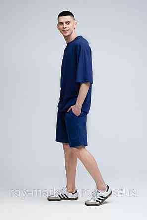 Костюм футболка оверсайз та шорти RAY BASIC темно-синій чоловічий (U1801M-Navy Blue) Київ