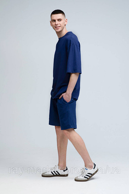 Костюм футболка оверсайз та шорти RAY BASIC темно-синій чоловічий (U1801M-Navy Blue) Київ - фото 2