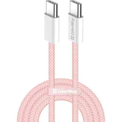 Дата кабель USB-C to USB-C 1.0m 60W 3.0А pink ColorWay (CW-CBPDCC061-P) Винница