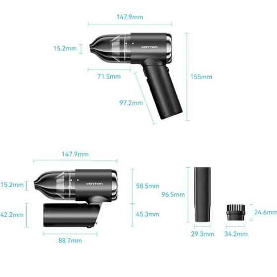 Автомобільний пилосос Vention 5000Pа 70W Li-Ion USB-C 4000мА/г чорний Винница