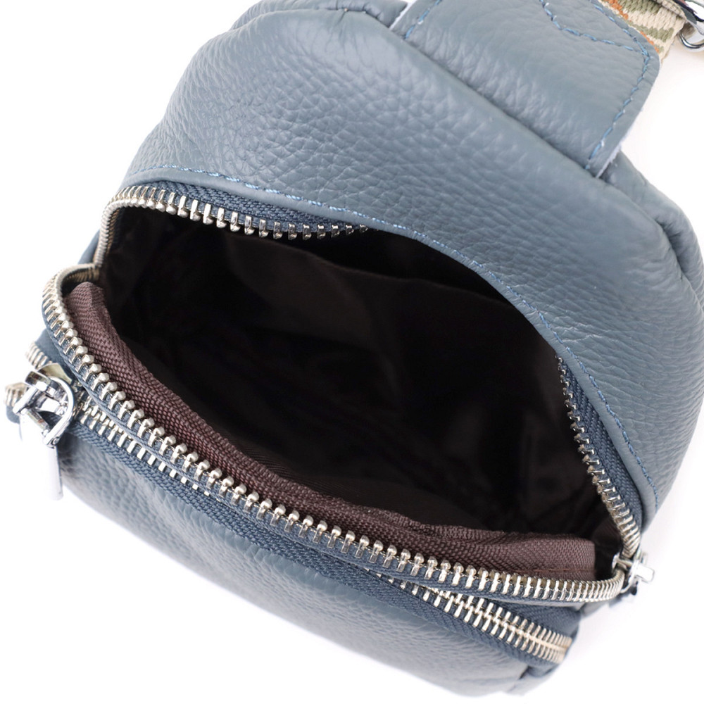 Універсальна жіноча сумка-слінг із натуральної шкіри Vintage 22937 Синій Київ - фото 7