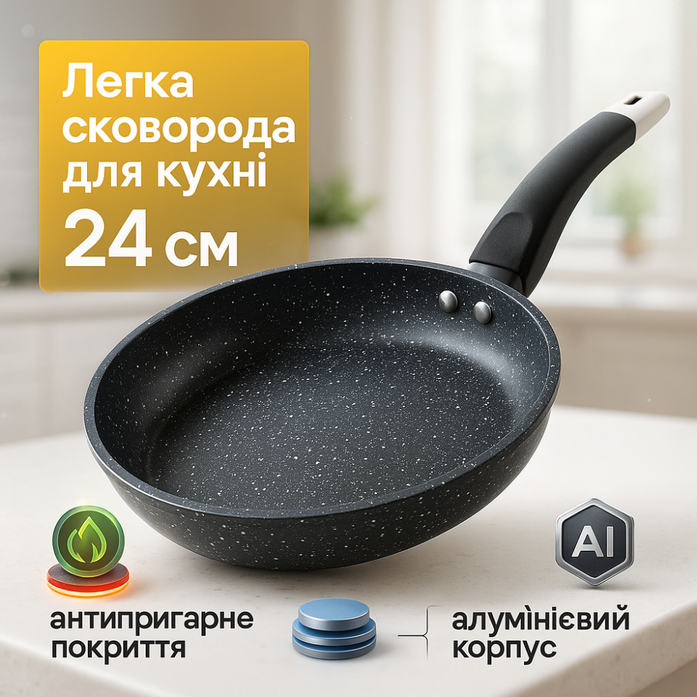 Сковорода для приготовления нескольких блюд UNIQUE UN-5135 24 см, Глубокая сковорода для кухни HD-76 Львов - изображение 13