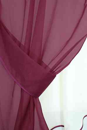 Кухонний комплект VR-Textil № 051к тюль і шторки з підв'язками бордовий з молочним 280х170 см (50-400) Київ