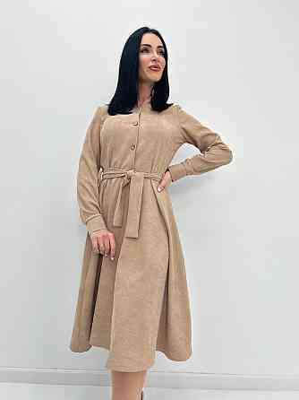 Вельветовое платье миди Ofelia 46-48, Трехнитка начес, Бежевый Киев