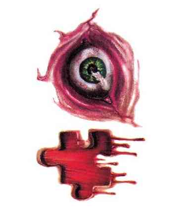 Тимчасова тату на тіло Halloween Око 10 на 6 см червоний Київ