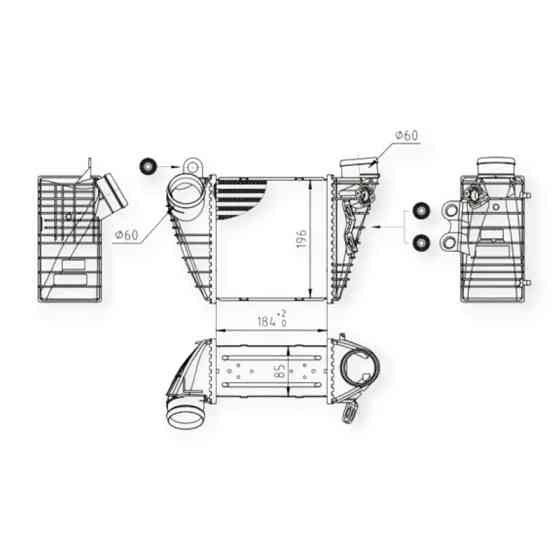 Радіатор Skoda Octavia, Volken Bora, Golf IV 1.8T-1.9TDI (97-05) інтеркулера Мукачево