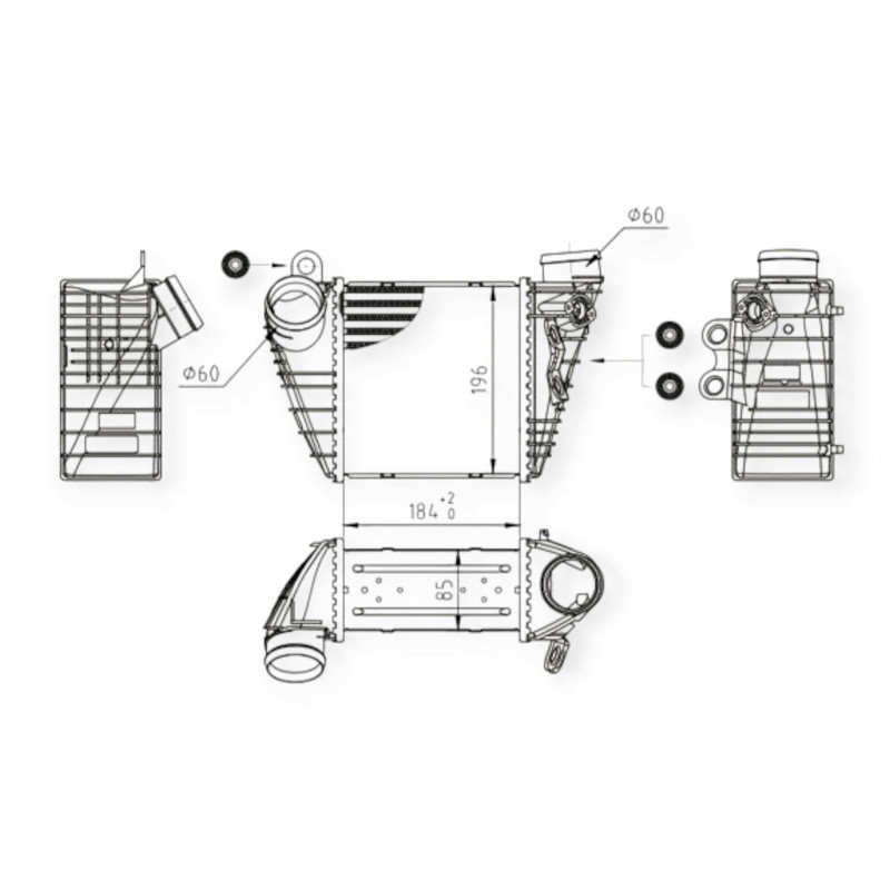 Радіатор Skoda Octavia, Volken Bora, Golf IV 1.8T-1.9TDI (97-05) інтеркулера Мукачево - фото 1