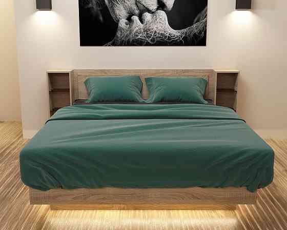 Кровать Кристалл №1 двуспальная, Дуб Сонома, 2035х1976х850 Львов