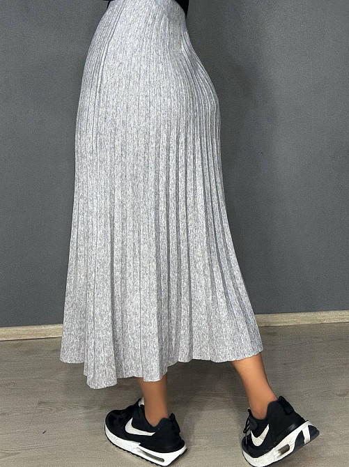 Спідниця жіноча Accorddream 62313 вʼязана пліссе міді на резинці, сірий, one size Київ - фото 4