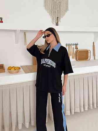 Женский стильный прогулочный костюм двойка трикотаж Черный, S Одесса