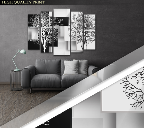 Модульна картина у вітальню / спальню Абстракція Дерева Art-434_5 ( 80х118см ) Київ