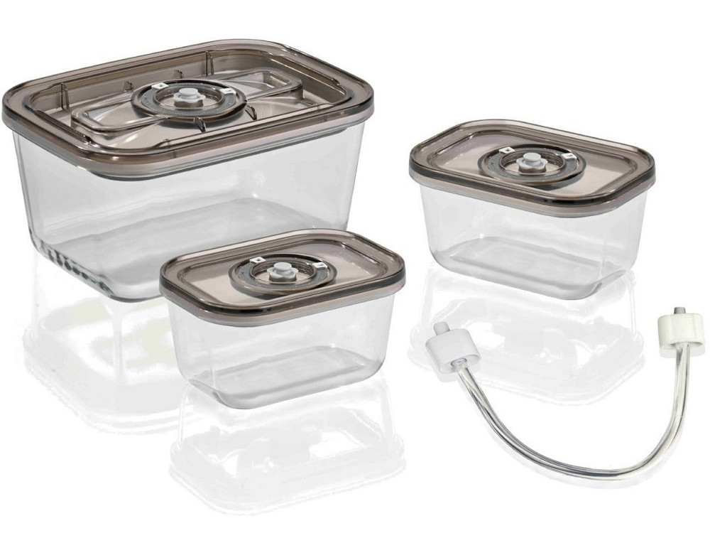 Набір Вакуумних контейнерів 3 шт зі скла 1500 мл та 500 мл + шланг з адаптером CASO (1177) Нововолинськ - фото 3