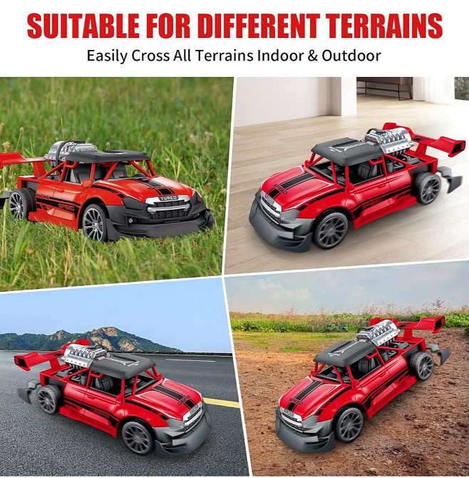 Автомобіль на пульті управління з парою і підсвічуванням 1:20 червоний коробка з невеликим дефектом Київ - фото 7